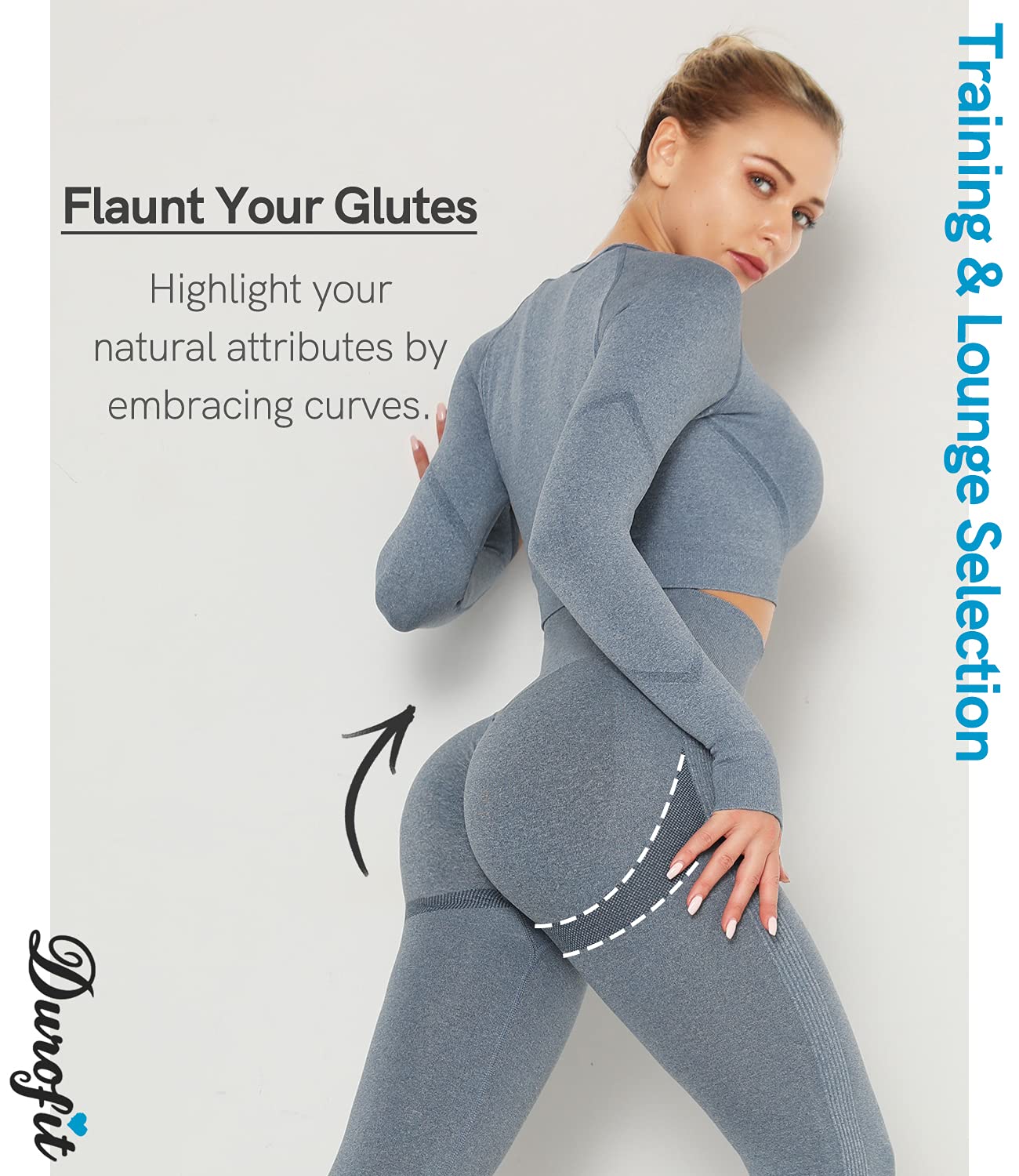 DUROFIT Leggins Donna Push up Leggings Sportivi Vita Alta Anticellulite Pantaloni Palestra per Fitness Yoga Pant