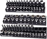 Vista 4 de Juego de moldes de soporte de zócalo métrico magnético para llaves de vaso azul