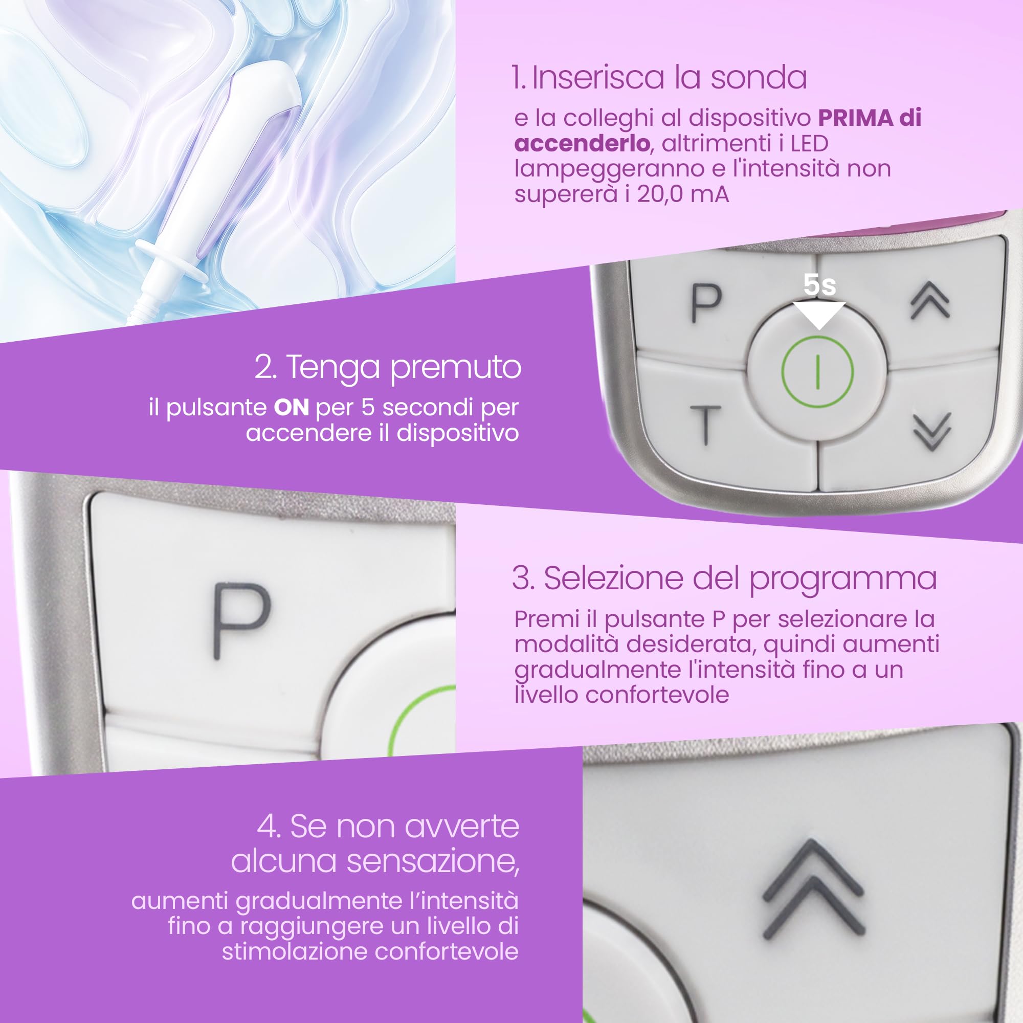 Tenscare Itouch Sure + Go water based lubricant device against leaks and incontinence with lubricant for easy use
