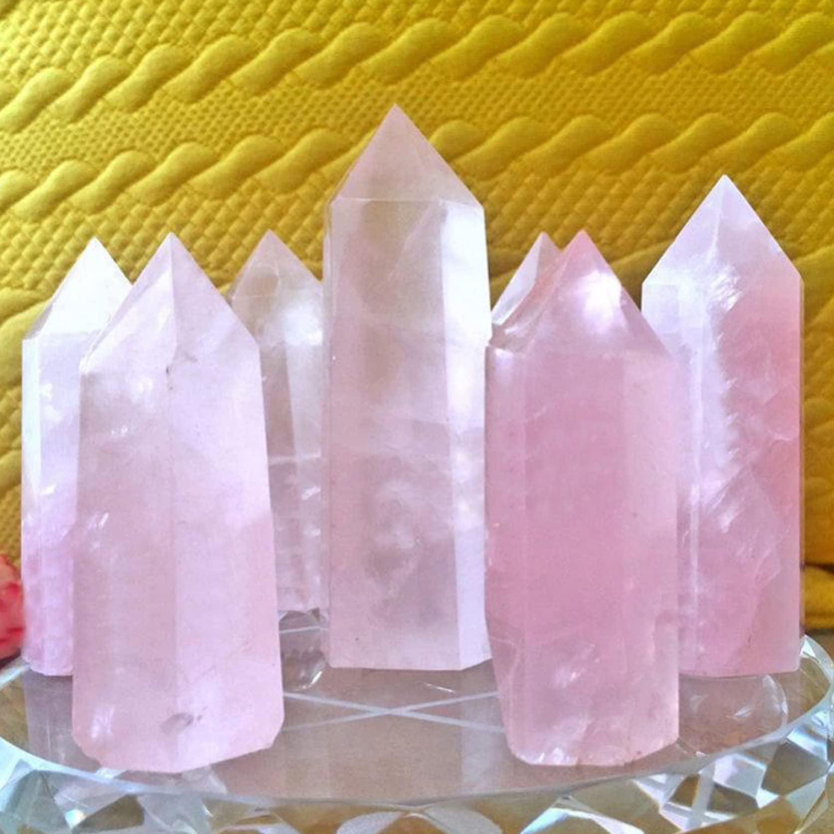 Sudemota Natural crystal rough 2pcs Natural Fluorite Crystal Obelisk Ornaments Pink Fluorite Quartz Stone Hexagonal Wand Home Office Decoration