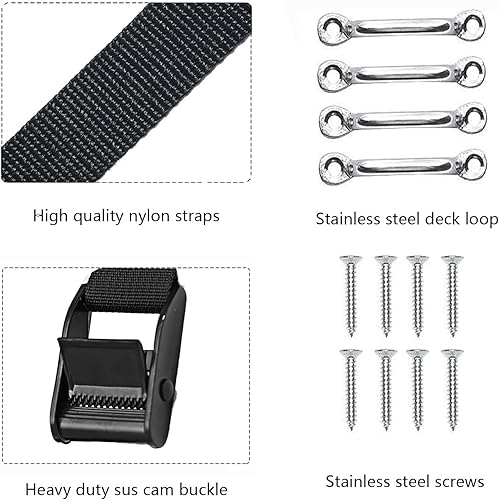 Miniatura 3 de Correas de amarre de batería para barcos, correas de hebilla de leva resistentes, kit de amarre con soportes inoxidables y tornillos SS utilizados