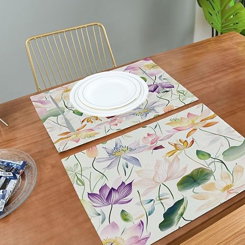 Miniatura 5 de Personalizado Bangladesh Water Lily Belleza Flores Configuración de mesa para mesa de comedor Decoración Cena Impermeable Manteles individuales