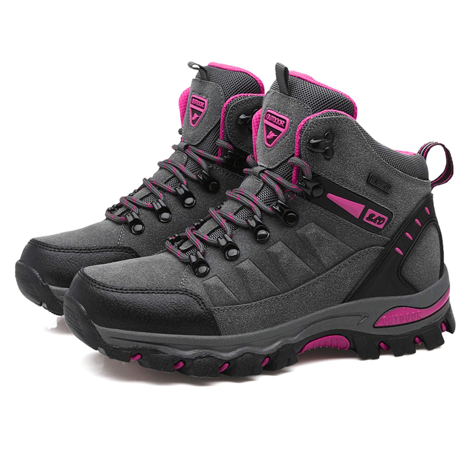 Chaussures de randonnée imperméables pour femme - Coupe large - Base épaisse - Confortables - Antidérapantes - Légères - Chaussures de marche pour sports de plein air