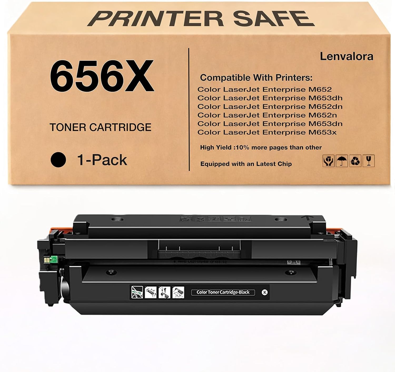 656X Black Toner Cartridge High Yield Replacement for HP 656X 656A CF460X Work with HP Color Enterprise M652dn M652n M653dh M653dn M653x Printer