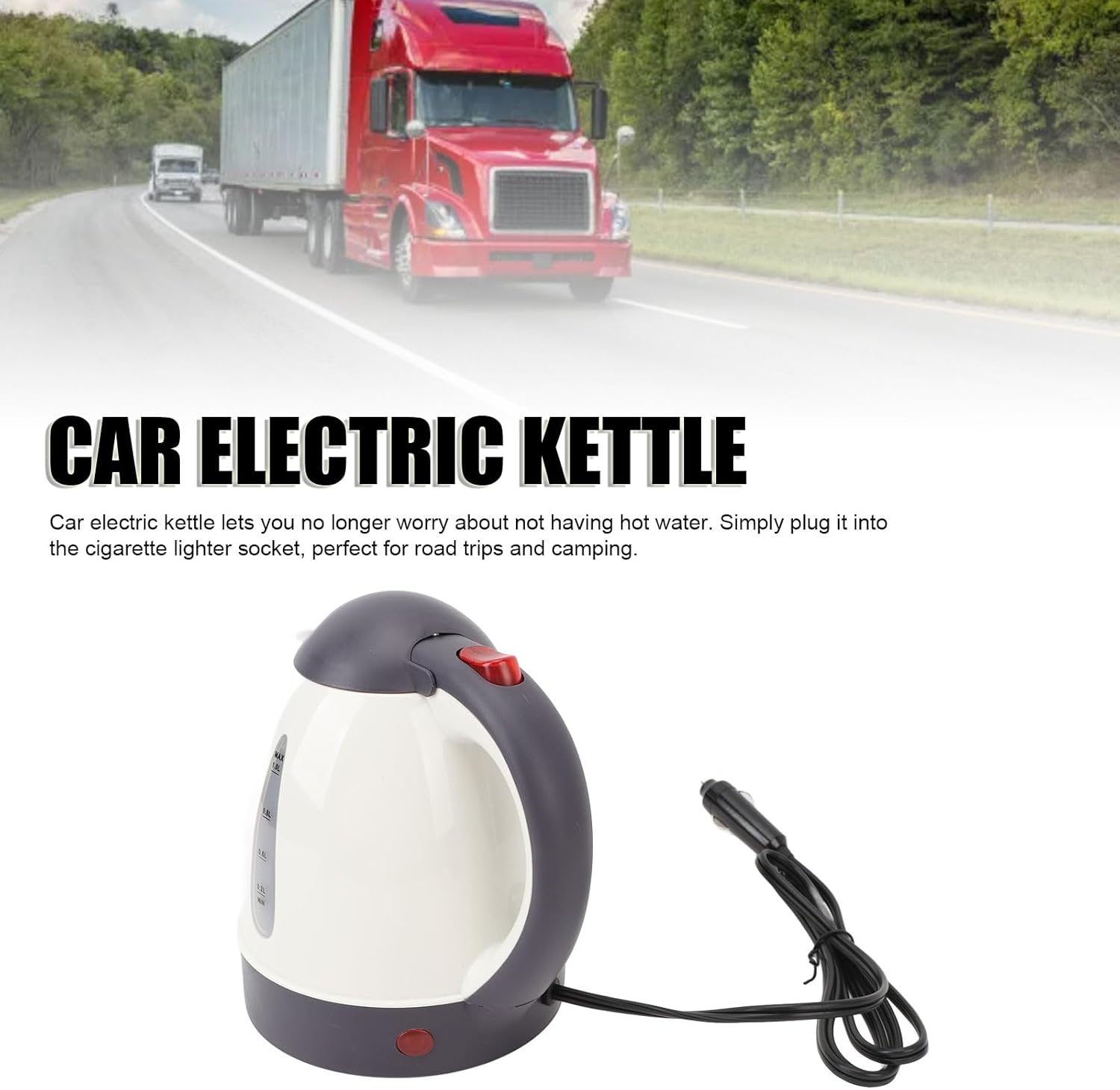 Keenso 12v 150w Electric Car Kettle,1000ml Car Heating Kettle Portable Heated Water Cup for Hot Water,Coffee,Tea
