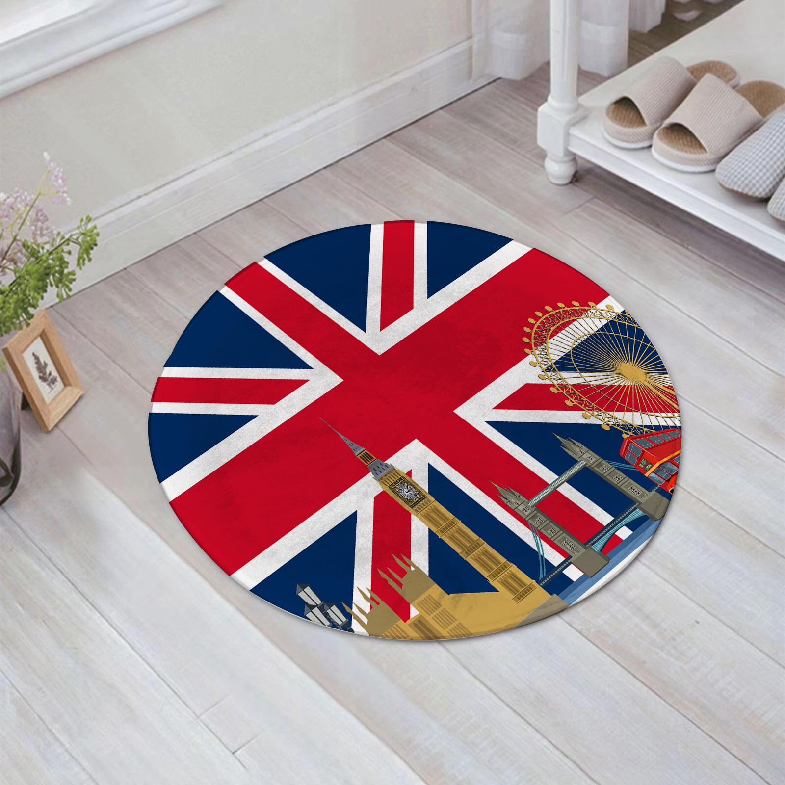 EMFSLA Bath Mat 24x24 in,great britain flag,Non-Slip Bathroom Mat Machine-Washable,Ultra Soft and Water Absorbent Bath Rug for Bathroom