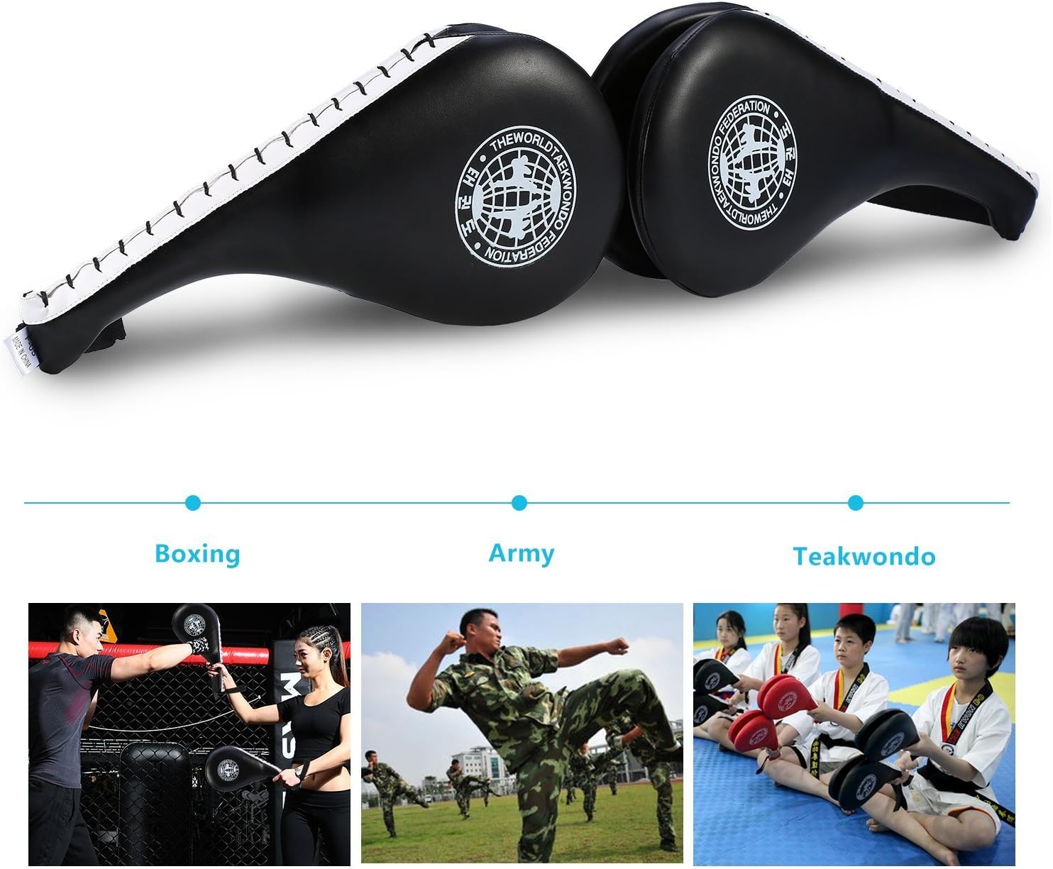 Taekwondo Durable Kick Pad-Target Tae Kwon Do Karate Kickboxing Training TKD Kicking Pad Practice Kick Target Training Double Face Kick Foot Pad Sporting Goods Paddle - Black : Sports & Outdoors