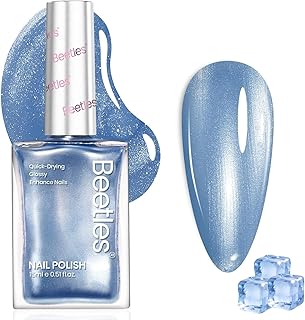 Beetles Pearl Blue Nail Polish - Quick Dry Nail Polish Blue Lakeside Ripple Shiny Long-Lasting Fingernail Art Effect for Romantic Salon-Quality - 0.51Fl Oz/15ML