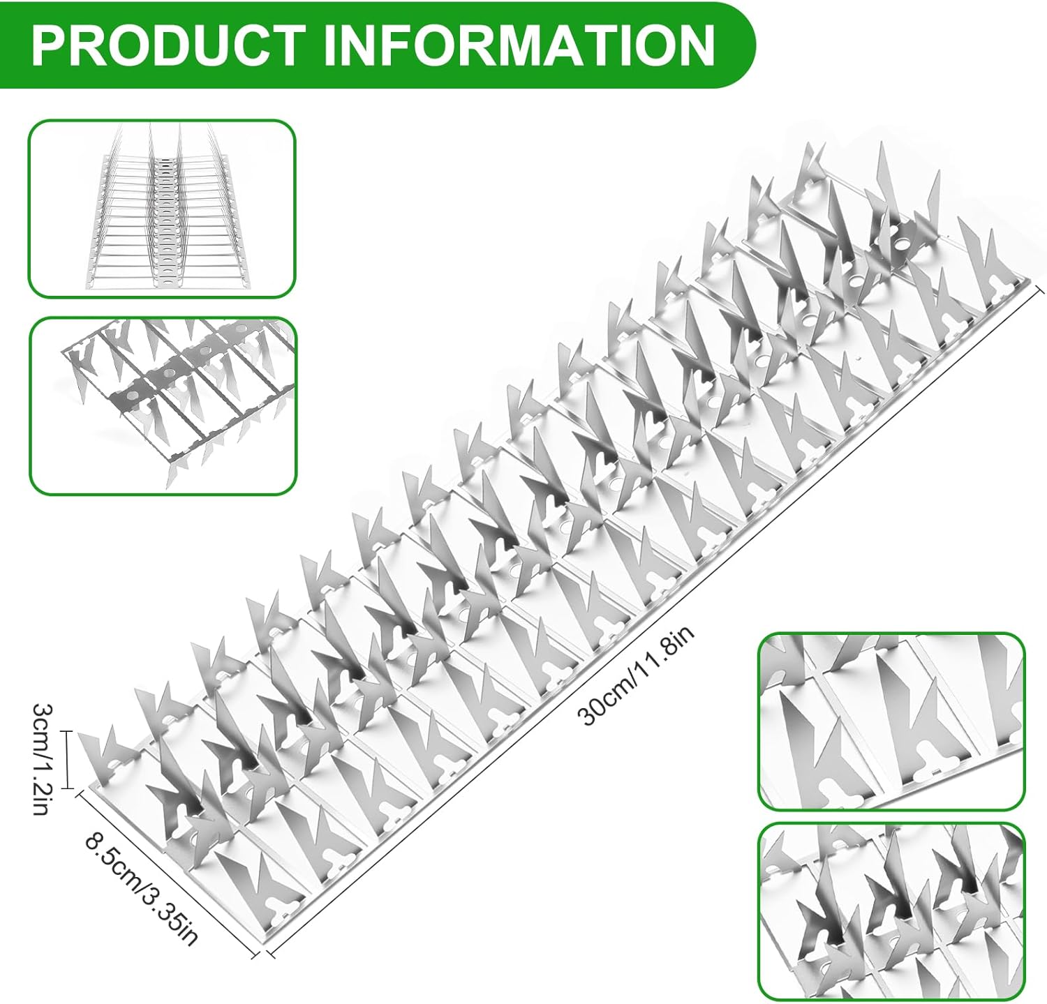 40 Pack Stainless Steel Squirrel Spikes for Bird Feeder, 40 FT Squirrel Spikes for Bird Feeder Pole, Keep Squirrels, Raccoon Away, for Wall Fence Garden Roof Yard, Easy to Install