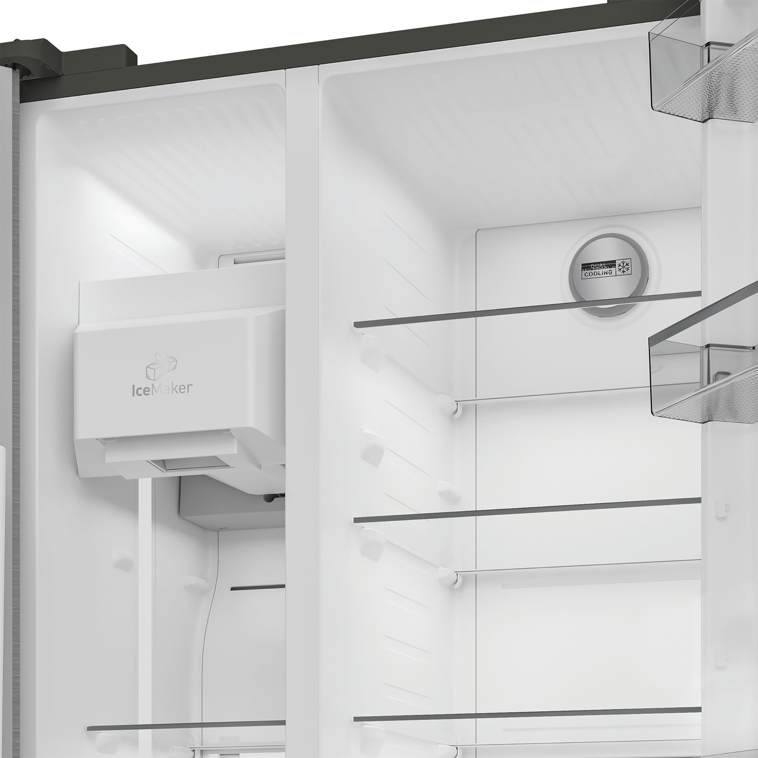 Bauknecht SBS IW E90 Pearl Side by Side Kühl-Gefrierkombination/ 25 Jahre nachgewiesene Zuverlassigkeit und Lebensdauer-Inverter Kompressor/Wasser- und Eiswürfelspender/Dual Cool Total NoFrost