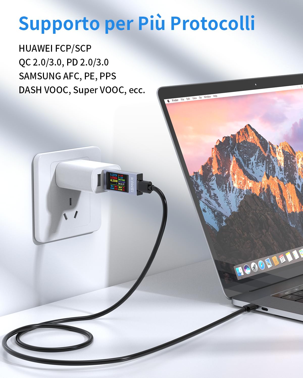 360W Tester USB C Multimetro Digitale 4-30V 0-12A USB Voltmetro Volt Amperometro, Tester di Tensione e Corrente Rilevatore Carica Batteria Caricabatterie USB Tester Elettrico