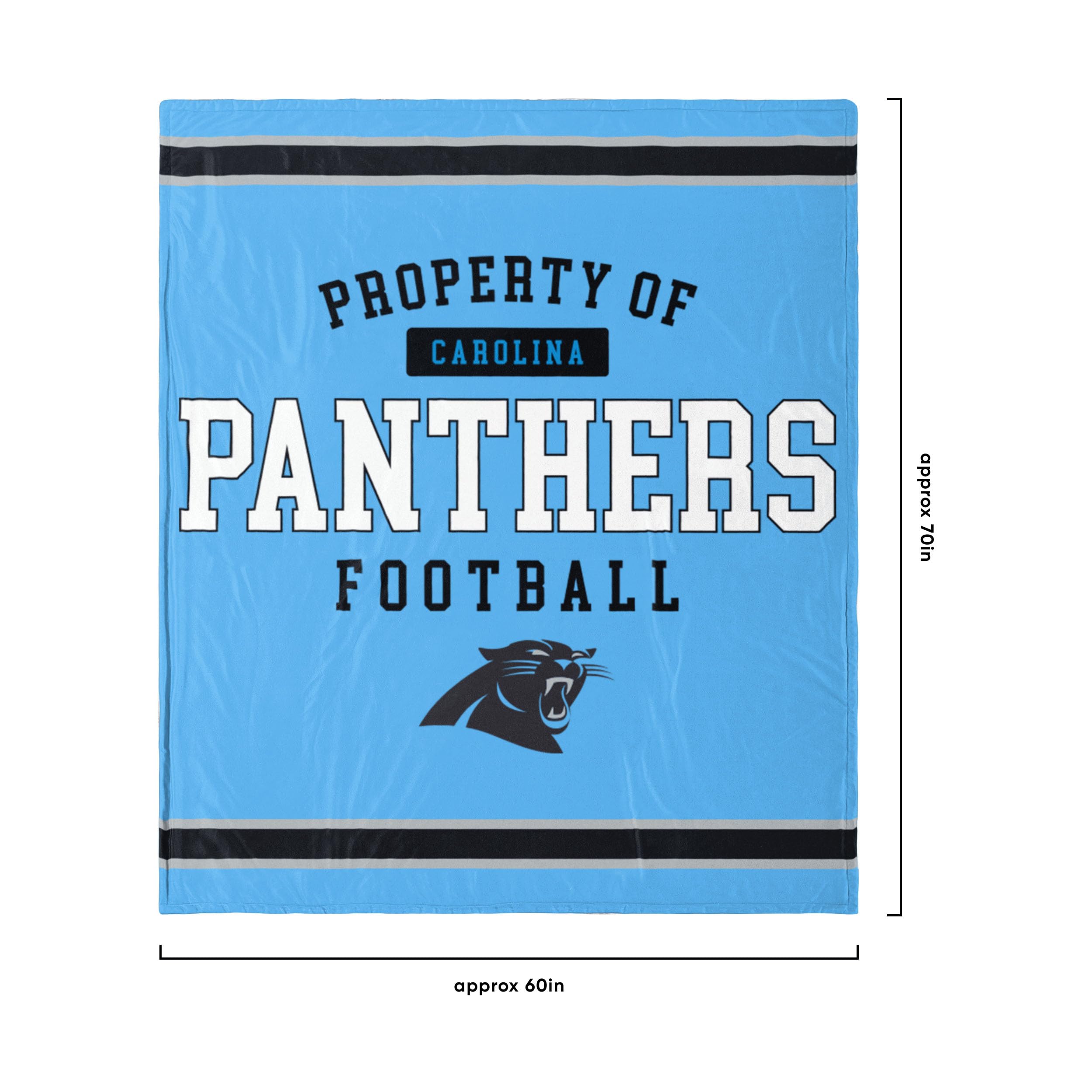 FOCO NFL - Coperta in pile Sherpa con grafica Carolina Panthers e scritta “Property of”