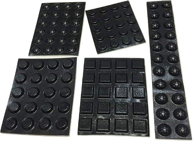 Black Adhesive Bumper Pads Combo (Round, Spherical, Square) - Made in USA - Rubber Feet for Cabinet Doors, Drawers, Laptops, Electronics, Small Appliances, Glass Tops, Picture Frames, Cutting Boards