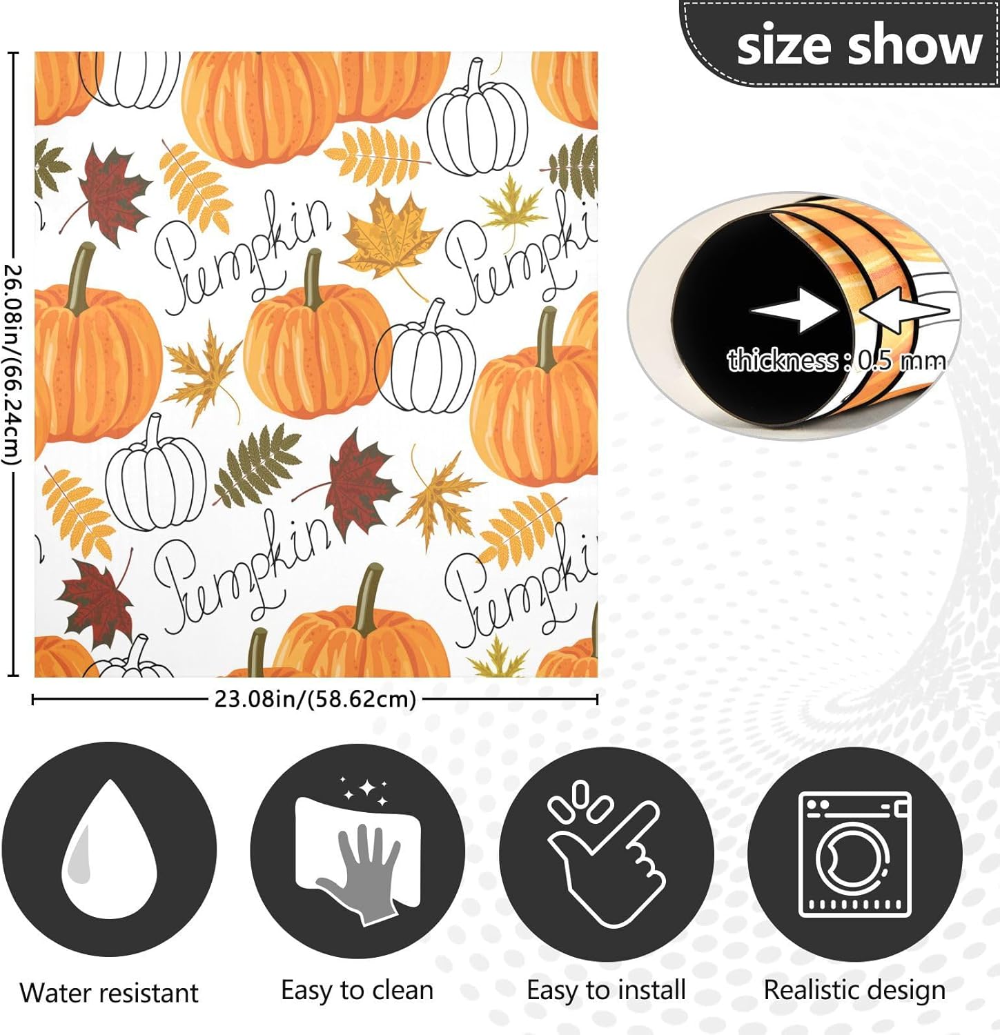 Pumpkin Leaf Fall Autumn Dishwasher Magnet Cover, Refrigerator Door Cover Magnectic Sticker Kitchen Panel Decal Appliances Decor 23x26inch