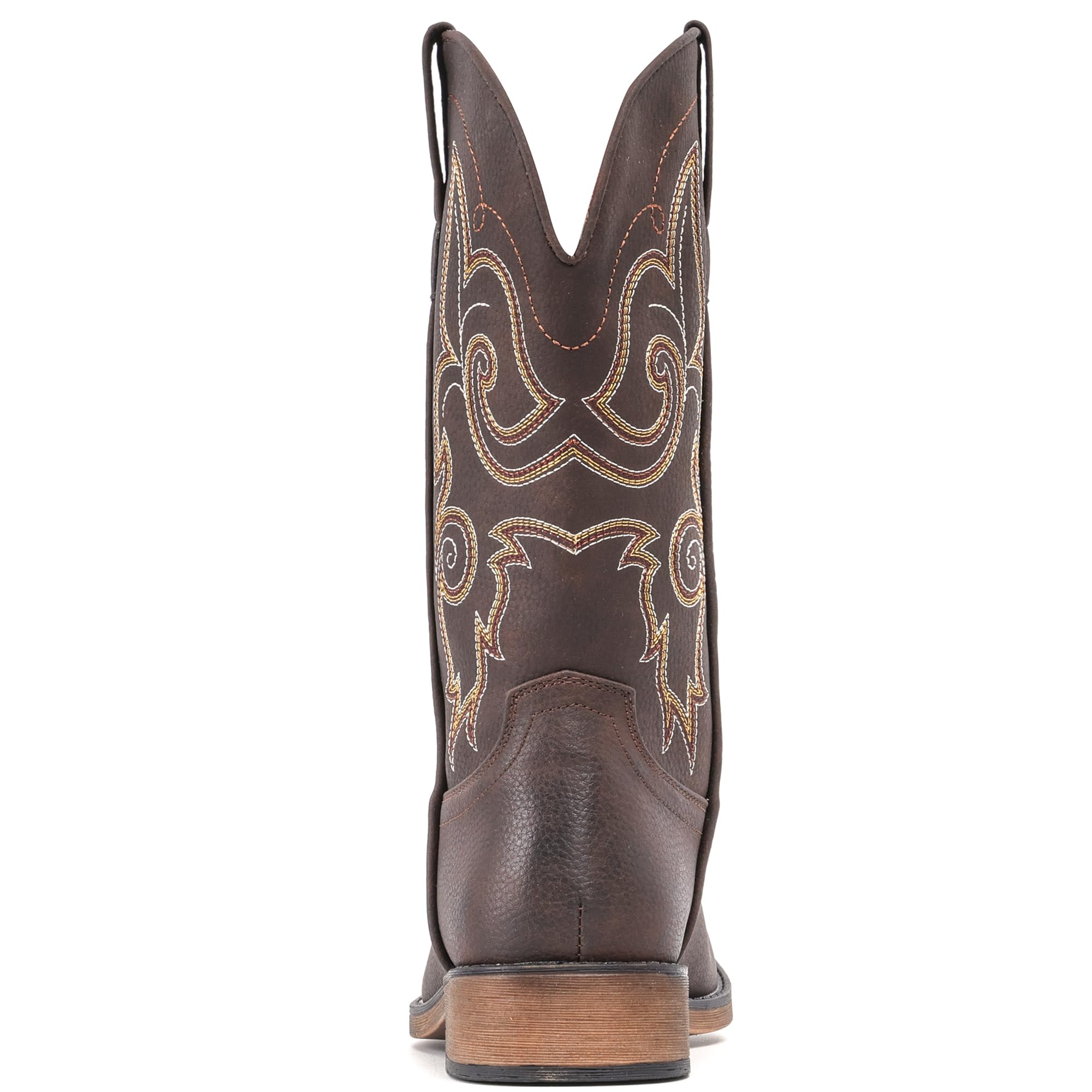 IUV Cowboy Boots For Women Square Toe Western Mid Calf Cowgirl Pull On Fashion Embroidered Cowboy Boots