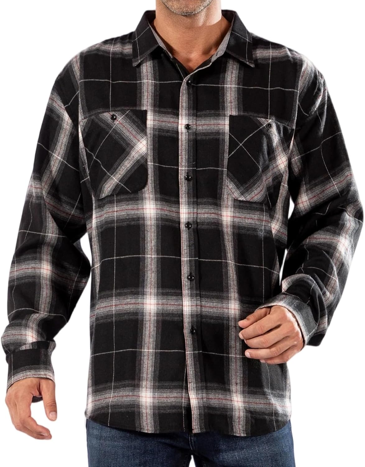 Men's Flannel Plaid Shirts Long Sleeve Button Down Shirt Casual Cozy & Warm Fall Shirts with Pockets - Image 3
