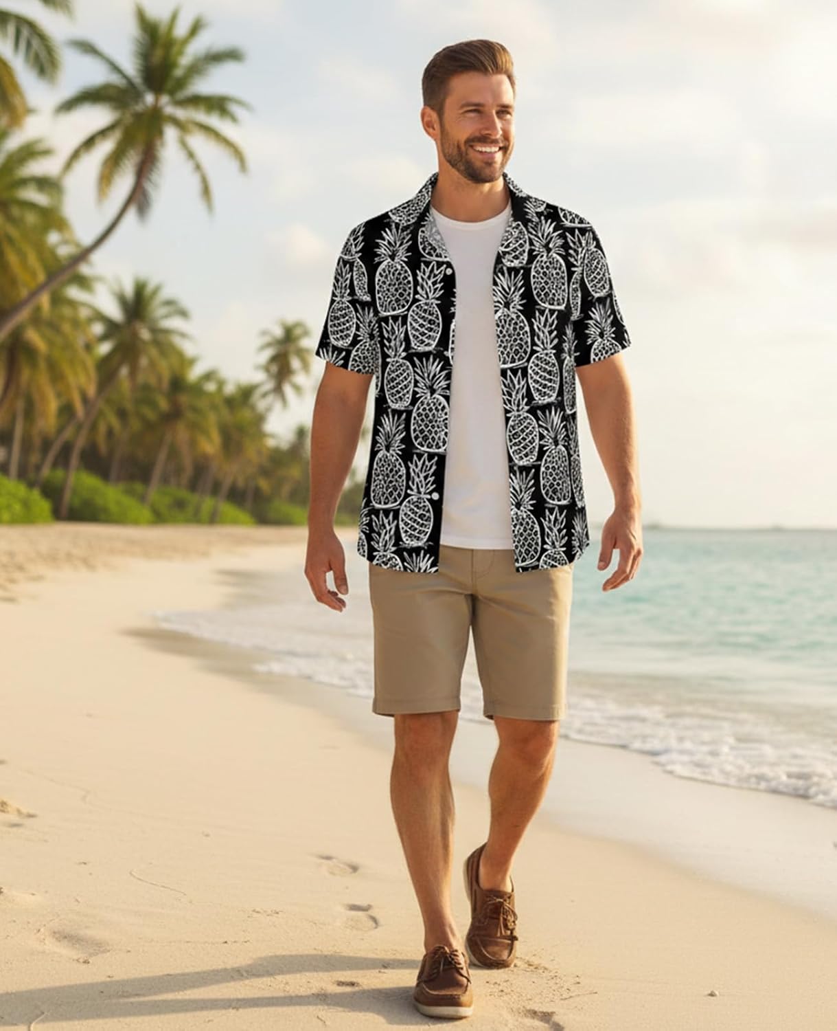 Cozople Mens Hawaiian Shirt Summer 3D Print Casual Short Sleeve Button Down Shirts Fashion Beach Shirt for Holiday - Image 2