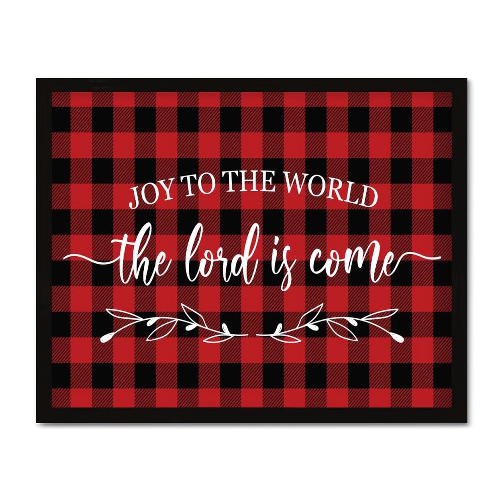 Panneau bois Joy to the World rustique rouge et noir de 40,6 x 50,8 cm