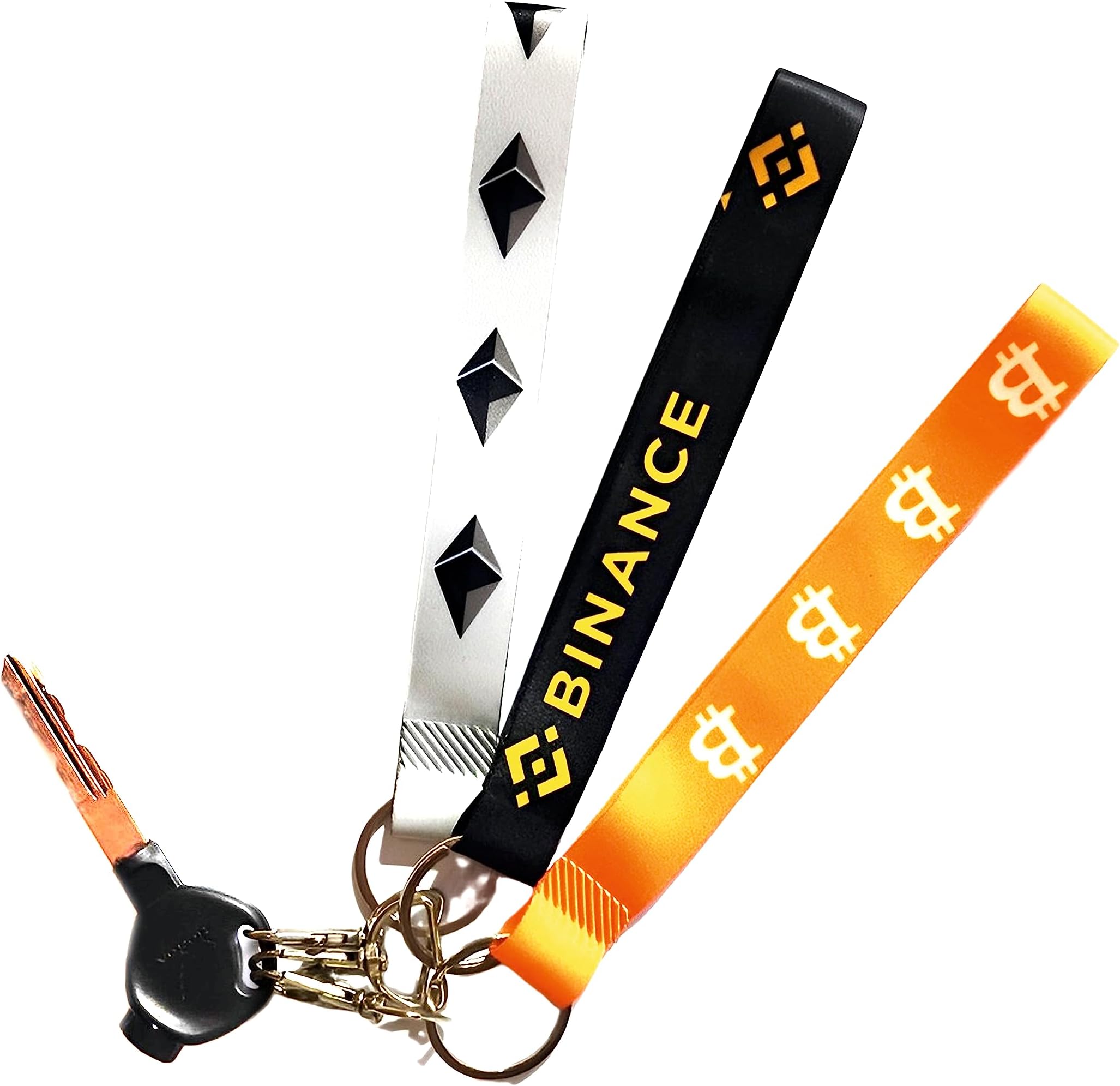 Bitcoin Etherium BNB Crypto Lanyard Keychain with Key Holder Double Side Printing, Pack of 3