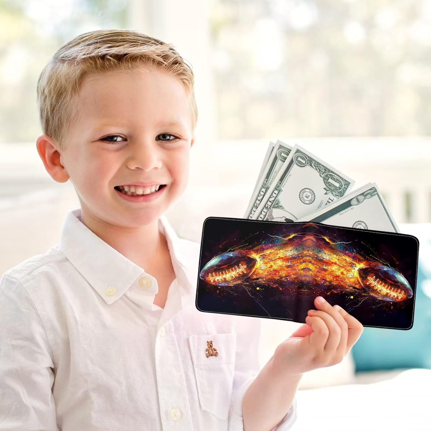 Boys Wallet for Teens, Cool Kids Wallet for Boys Ages 8-10 9-12 11-15, Funny Football Leather Bifold Rfid Blocking, Coin Pocket Id Window for Teen Men Youth Guys Birthday Christmas Gifts - Image 7