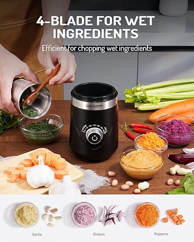 Miniatura 4 de SHARDOR Molinillo de café eléctrico de hoja súper silenciosa, perilla giratoria de control de molienda temporizada, ajustable grueso a fino para