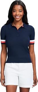Womens Short Sleeve Sweater Performance Stretch Golf Collared Polo