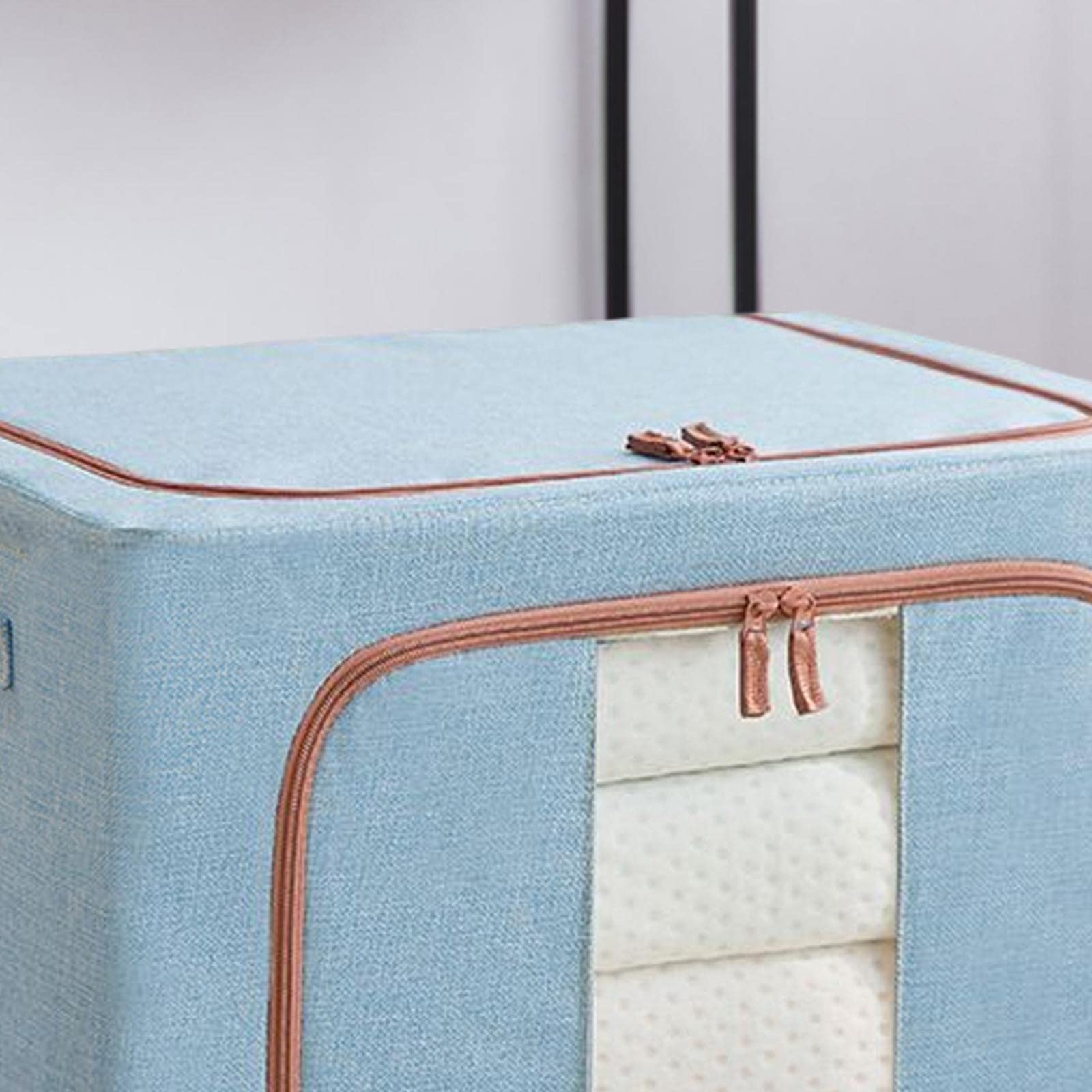 Aufbewahrungstasche/Kleiderbox mit Stabilem Griff, Wasserdichtem Sichtfenster, Geeignet für Schlafzimmer unter Dem Bett, Blau