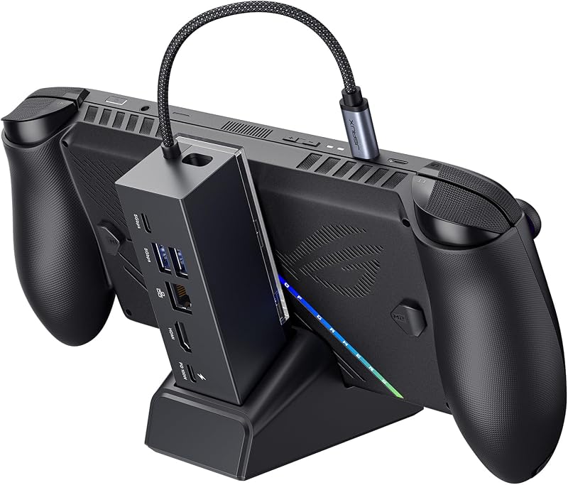 Stație de andocare JSAUX 6-în-1, HDMI 4K 120 Hz, LAN Gigabit, USB-A, USB-C 3.2 Gen1, încărcare 100W, pentru ROG Ally, Ally X, 2025 Steam Deck, Legion Go, negru