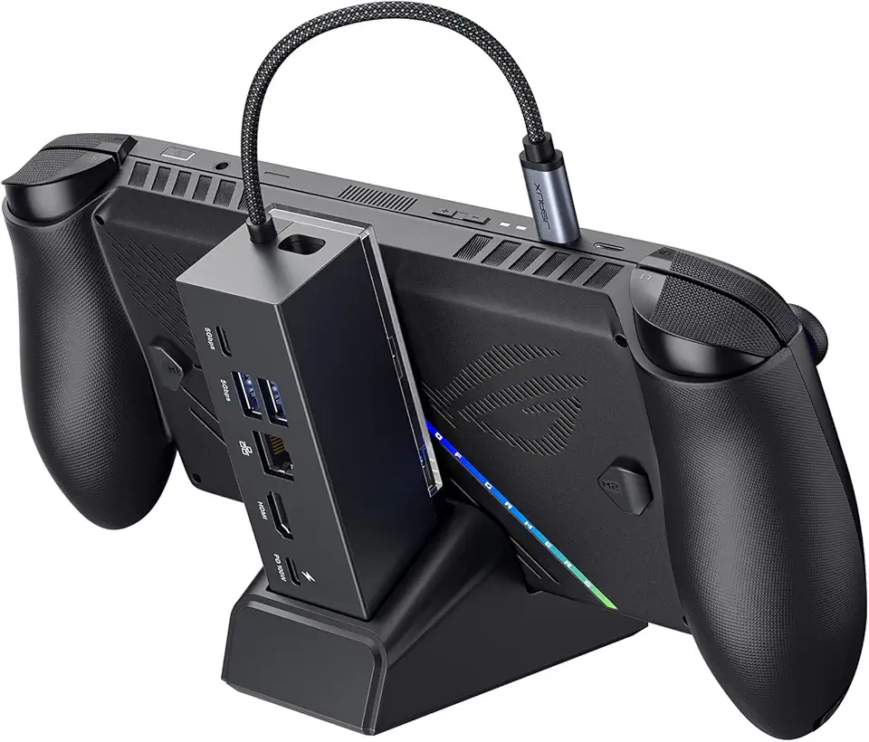 JSAUX Estação de ancoragem compatível com ROG Xbox Ally X (2025)/ROG Ally (X)/Steam Deck/Legion Go S, 6 em 1 Dock com HDMI 4K@120Hz, Gigabit Ethernet, USB e USB-C 3.2 Gen 1, carregamento 100W-HB0609
