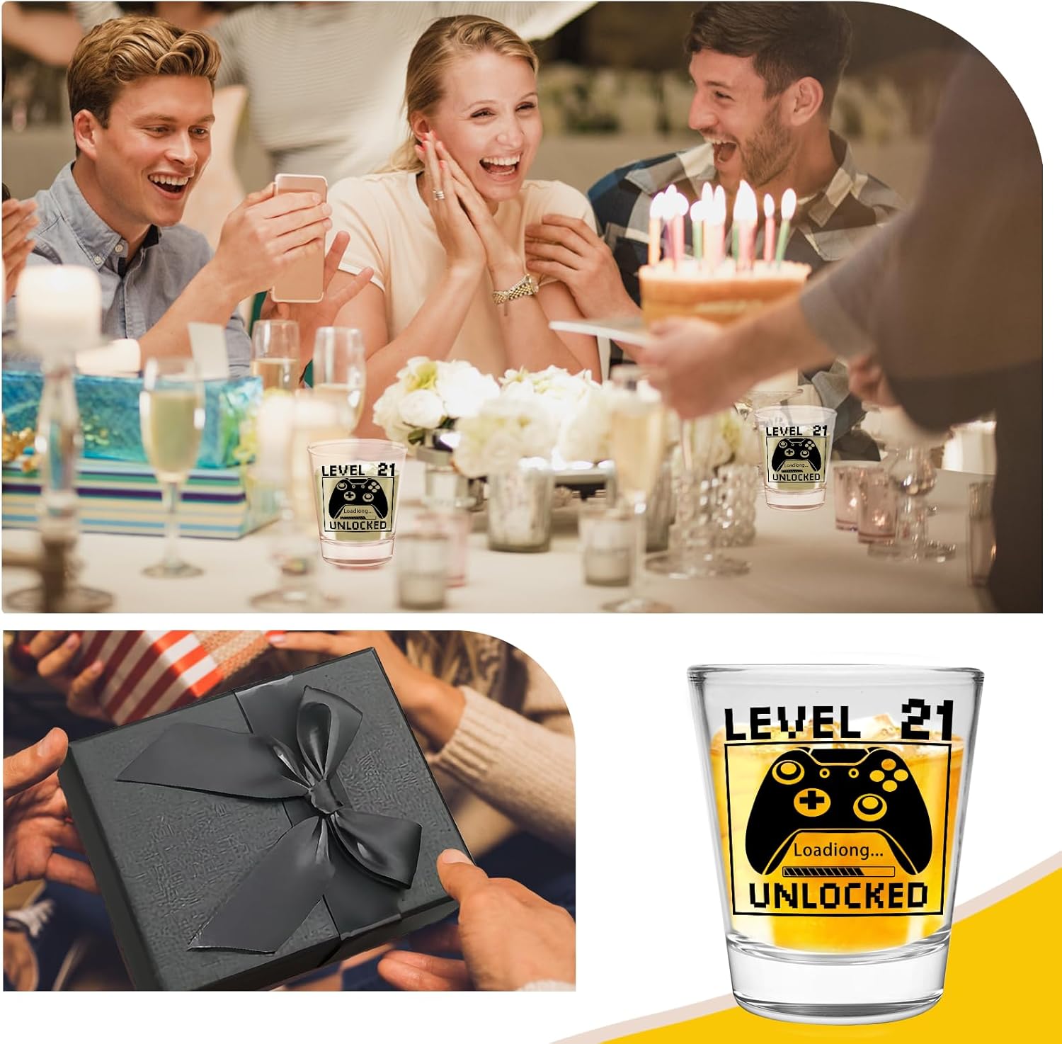 21st Birthday Gifts for Him or Her – Level 21 Unlocked Shot Glass with Black Gift Box, Funny 21st Birthday Present for Men Women Friends, Turning 21 Celebration Gift for Gamer-Themed Parties - Image 7