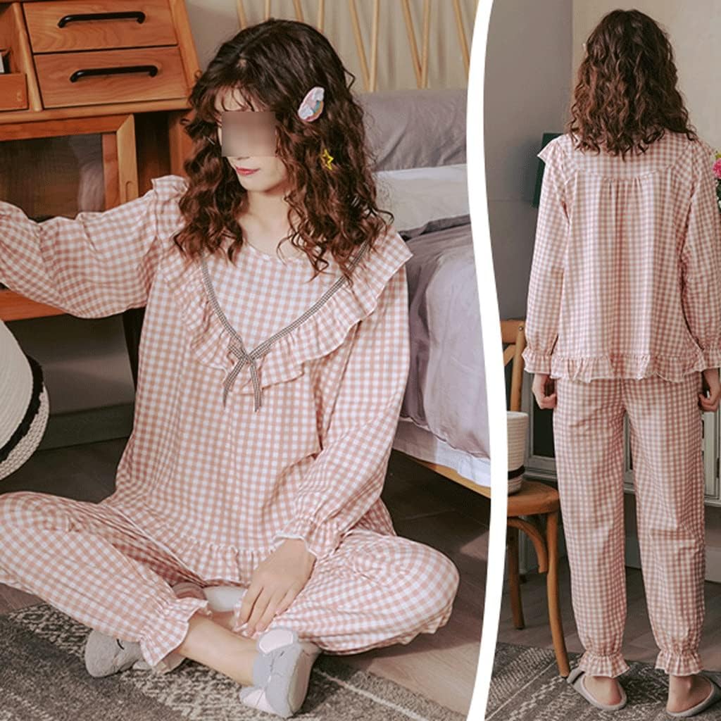 YYZKYTO Autumn Winter Women Pajamas 3XL Leisure Bow Ornament Pajamas for Girls,A-2XL Code