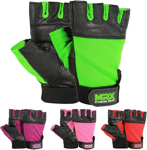 MRX - Guantes de cuero para levantamiento de pesas para mujer