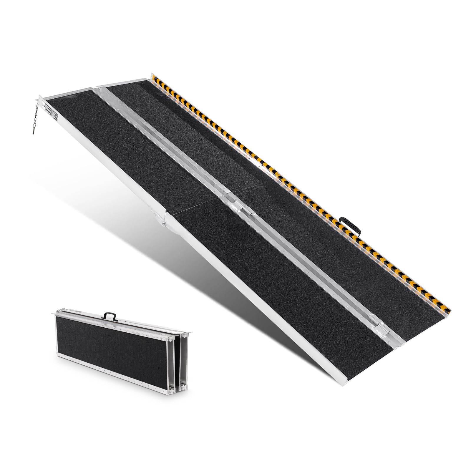 VEVOR Tragbare Rollstuhlrampe 3 m 363 kg Tragkraft rutschfeste Aluminium-Klappschwellenrampe Faltbare Rollstuhlrampe für Mobilitätsroller Behindertenrampe für Hausstufen Treppen Türen Bordsteine