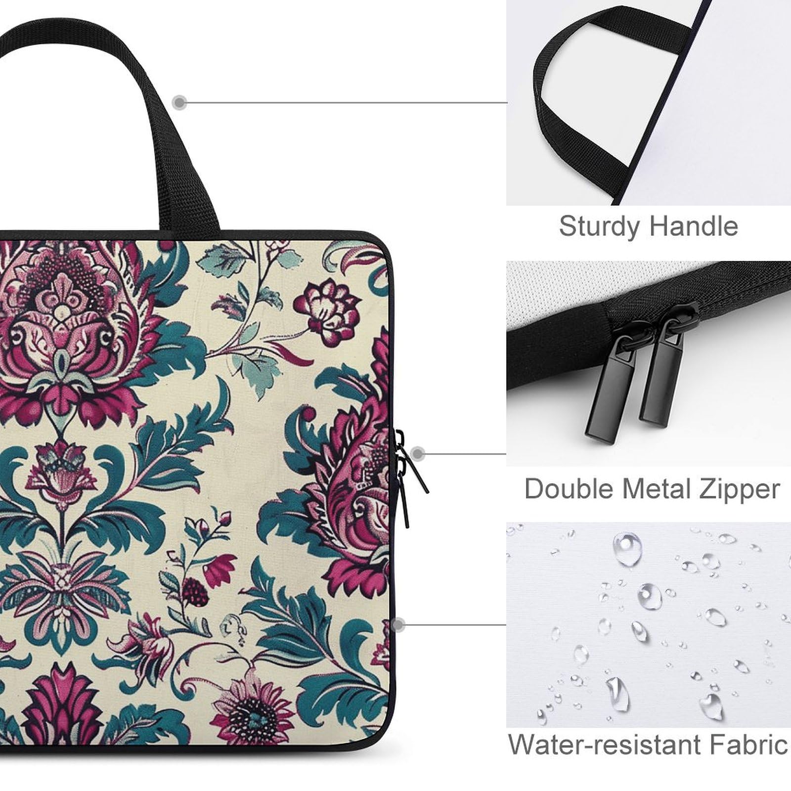 Borsa per computer portatile Borsa per computer portatile Magenta e Ciano stampato valigetta per Tablet Laptop Custodia da trasporto