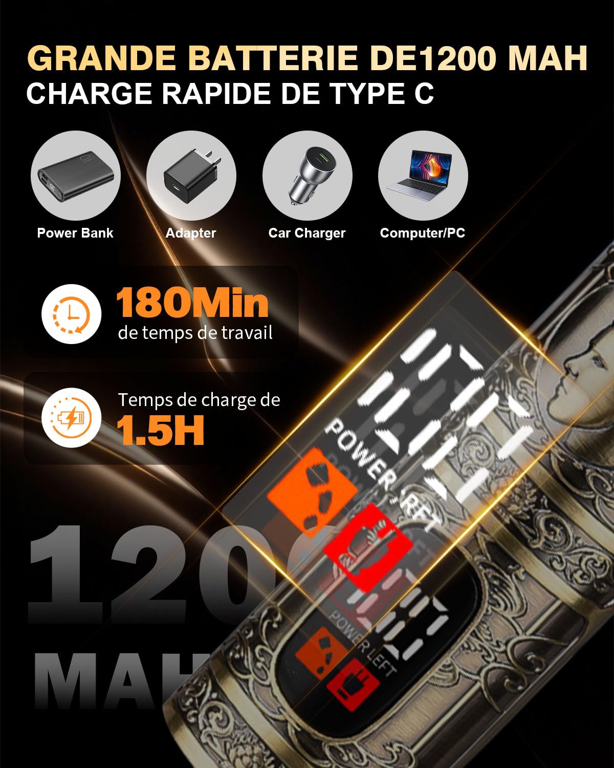 Tondeuse Barbe Homme Professionnelle 7 en 1, Tondeuse Cheveux Sans Fil Étanche avec Lame en T, Écran LED, USB-C Charge Rapide, Kit Tondeuse Corps & Visage, Idée Cadeau Rasoir Homme
