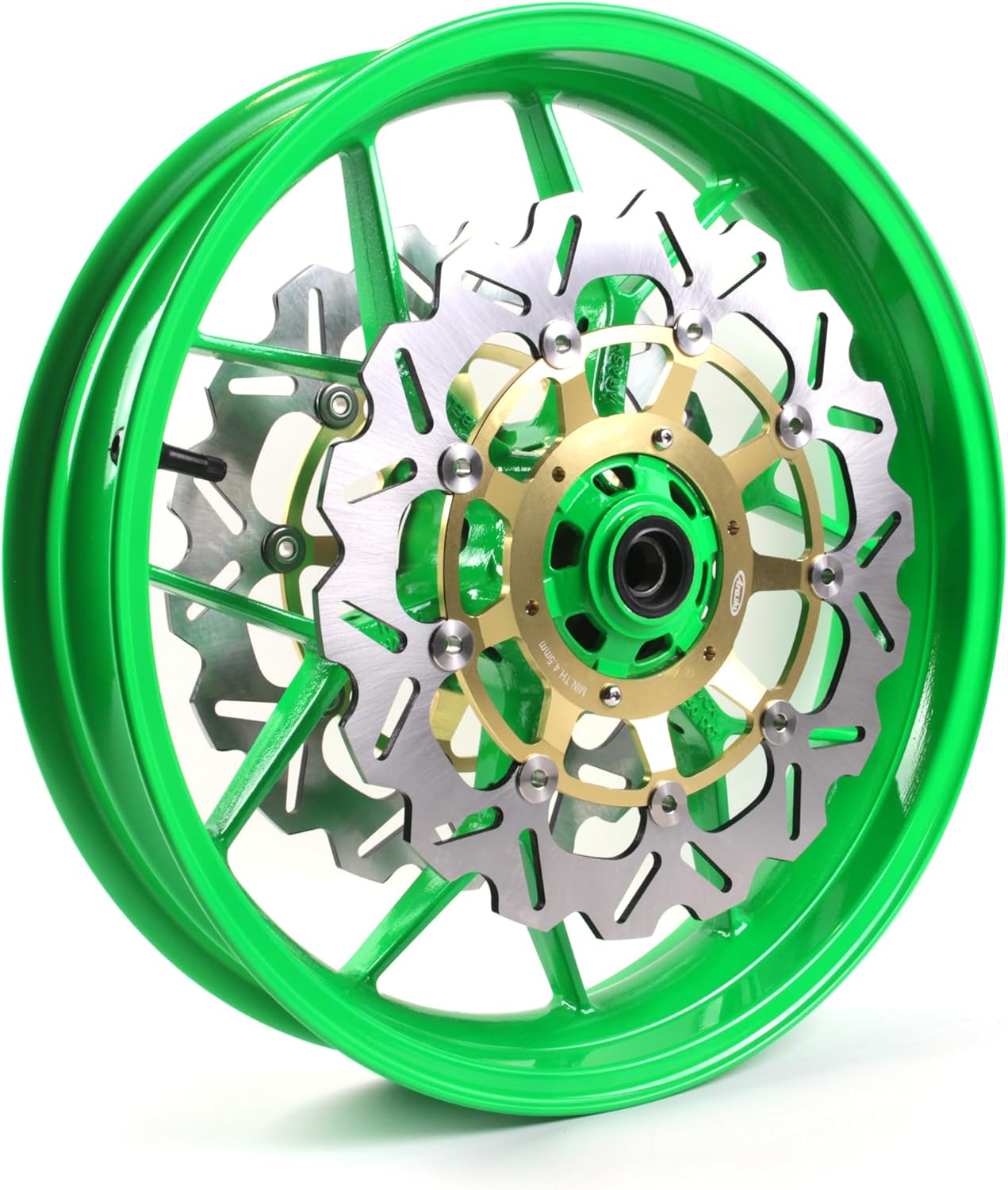 Arashi Front Wheel Rim and Brake Disc Rotors for Honda CBR600RR 2007-2022, Motorcycle Replacement Accessories Parts Neon Green