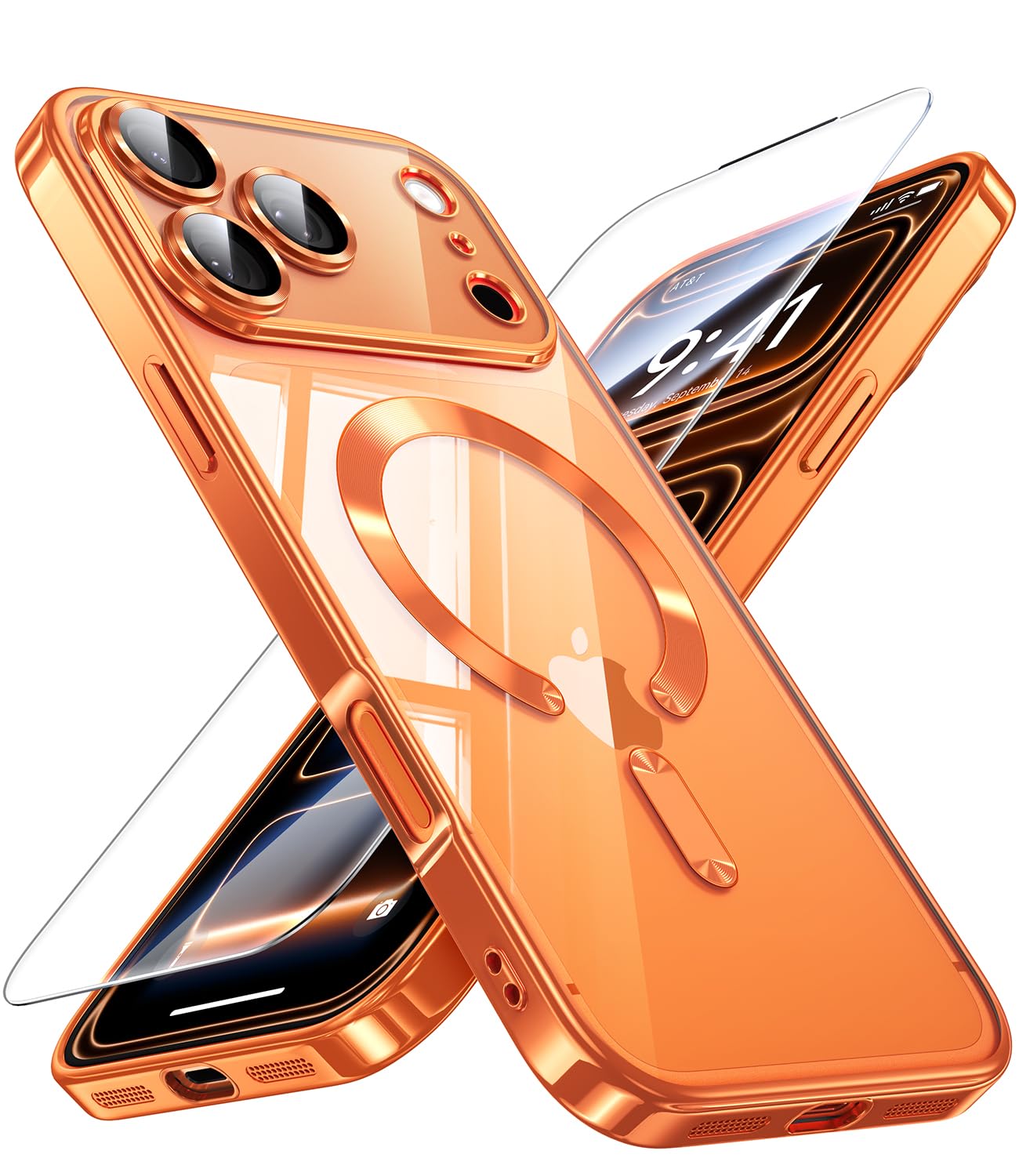 オレンジ ソフトケース iPhone17promax用 iPhone 17 Pro ケース クリア フレームカラー iPhone17Pro アイフォン
