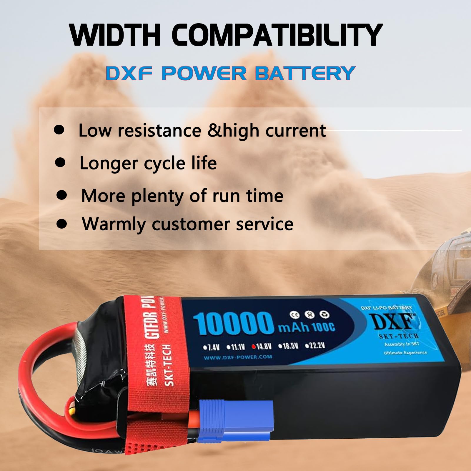 DXF 4S Lipo akumulator 14.8V 100C RC akumulator 10000 mAh z wtyczką EC5 do RC Car RC Ciężarówka RC, samochód ciężarowy, Truggy RC Hobby