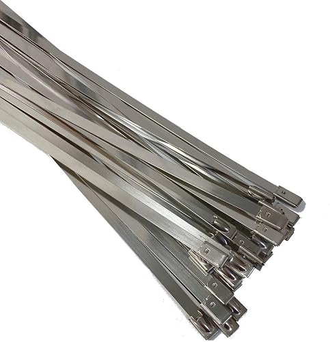 Premium Stainless Steel Cable Ties, SS304 Stainless Steel Zip Ties, Metal Cable Ties, Exhaust Wrap Self Locking Cable Zip Ties, Marine Grade Metal Tie Wraps (20, 4.6x150mm)