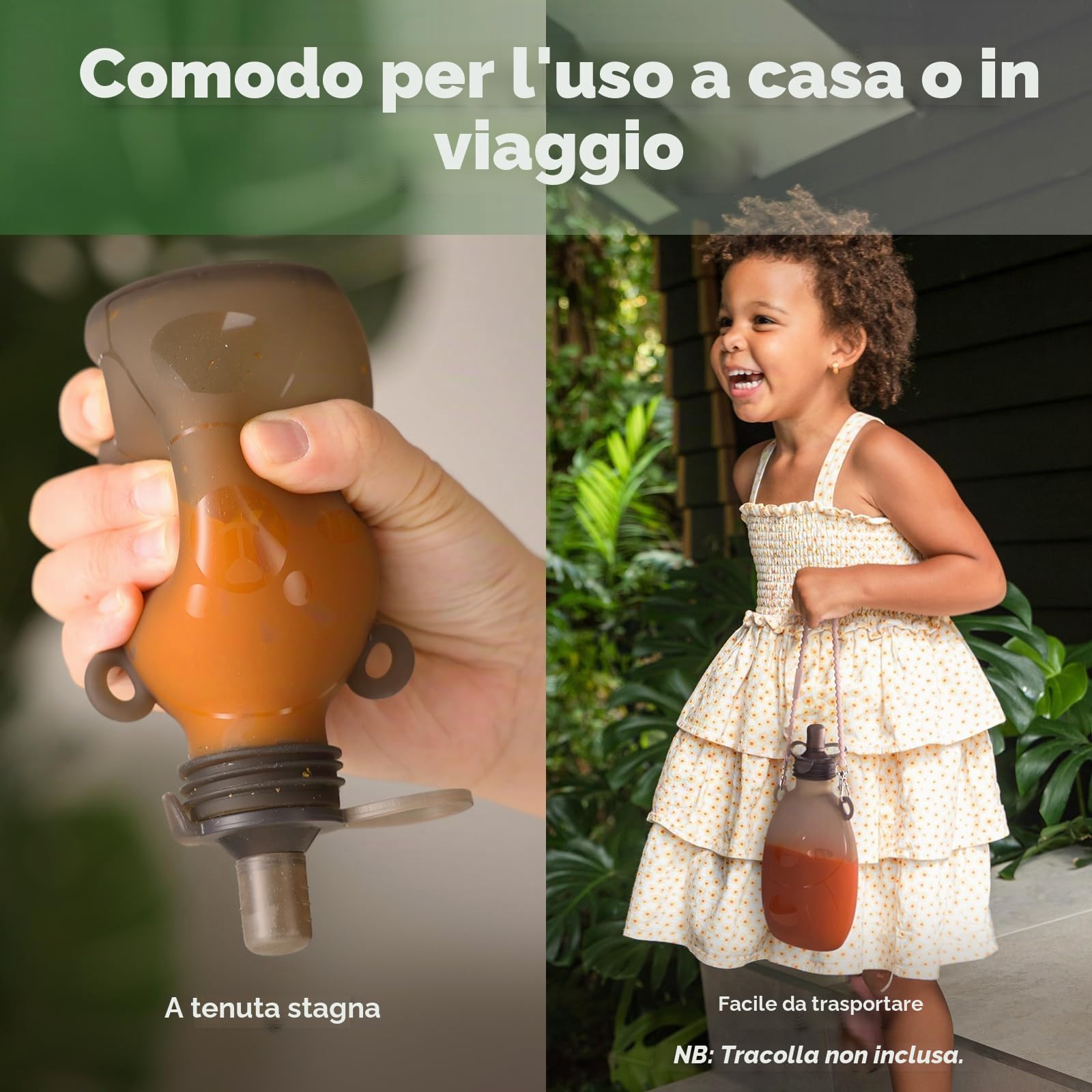 haakaa Happii Bear - Sacchetti riutilizzabili in silicone per alimenti per bambini, per puree, succhi di frutta, frullati e yogurt fatti in casa, perfetti per bambini e bambini, confezione da 2, 170 g