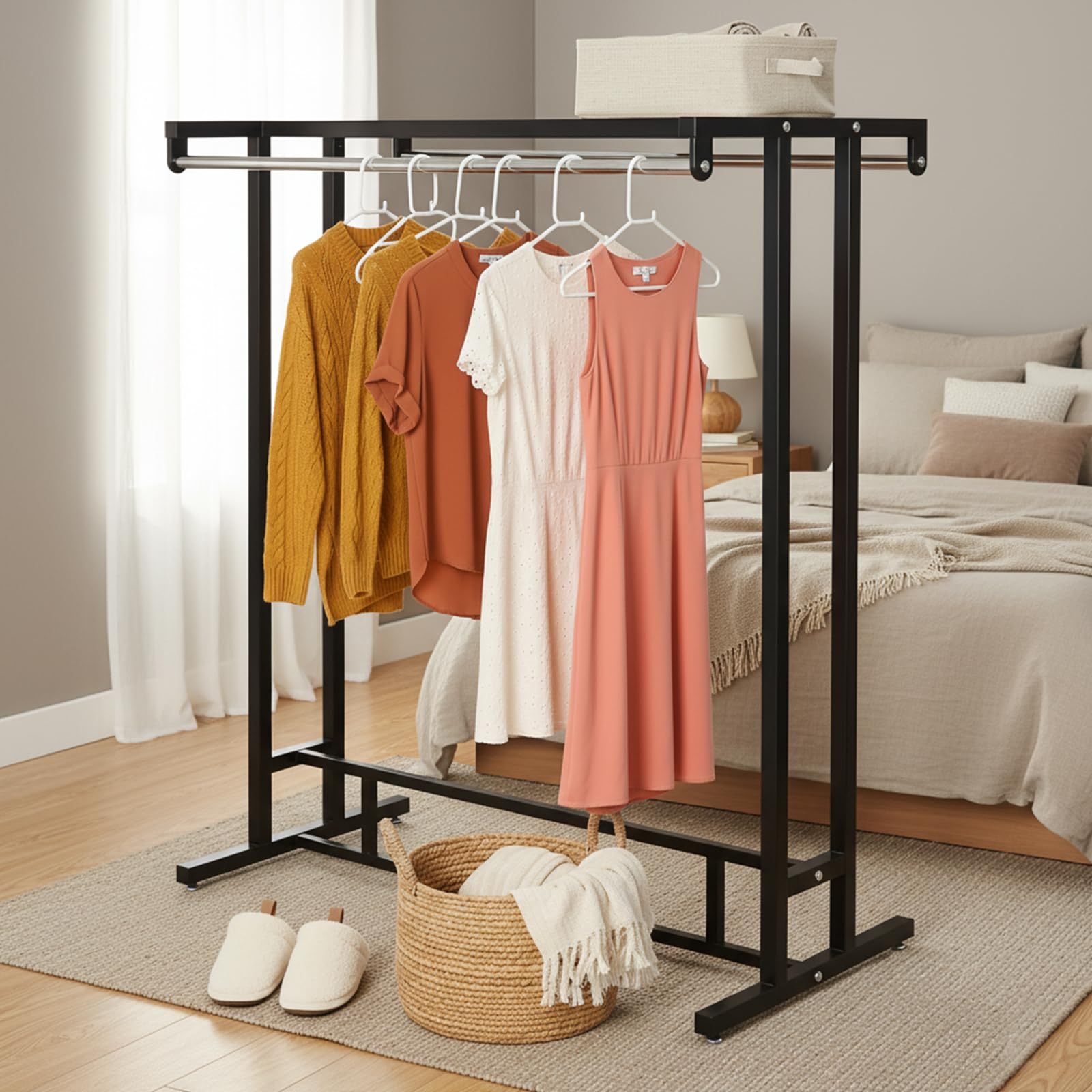 Amazon.com: MyGift Black Clothes Rack for Bedroom Laundry Living