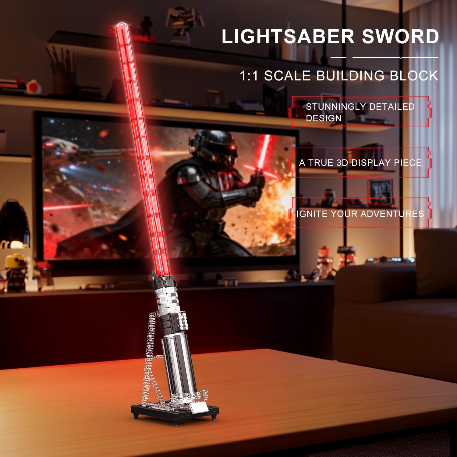 Mould King 10237 Sci-Fi Saber Building Kit, Dark Warrior Inspired Collectible Lightsaber Model - Image 3