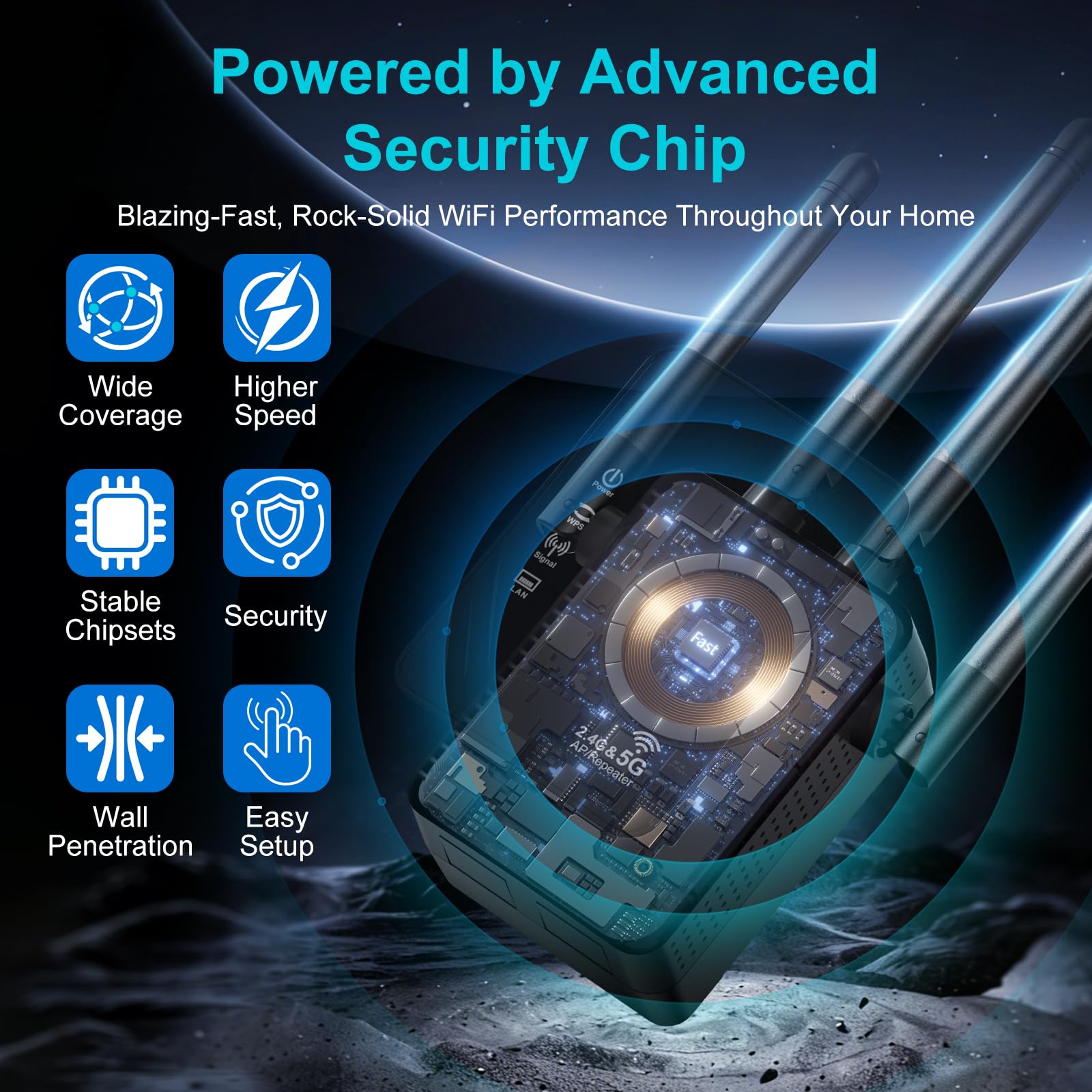 WiFi Extender Signal Booster for Home, Dual Band 1200Mbps Internet Extender WiFi Booster Up to 12888 Sq.ft Coverage and 105 Devices, WiFi Repeater with Ethernet Port, Easy Setup - 4