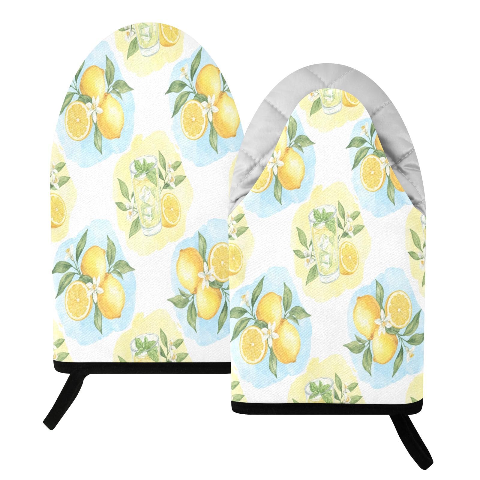 BURSTDDY Lemon Oven Mitt,Heat Resistant Kitchen Mitts for Cooking