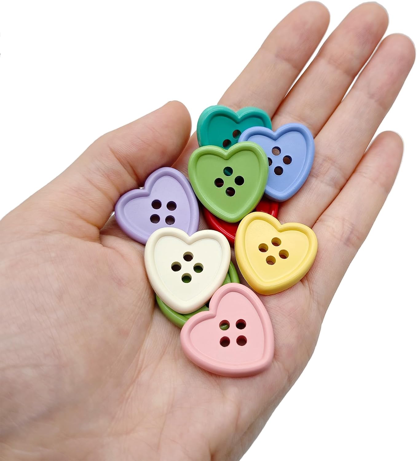 40-Pcs 7/8" Heart Resin Buttons | Bulk Assorted Colorful Buttons for Sewing Clothing Knitting Crafts Decoration (23mm, 8 Colors, 5 Pcs/Color)