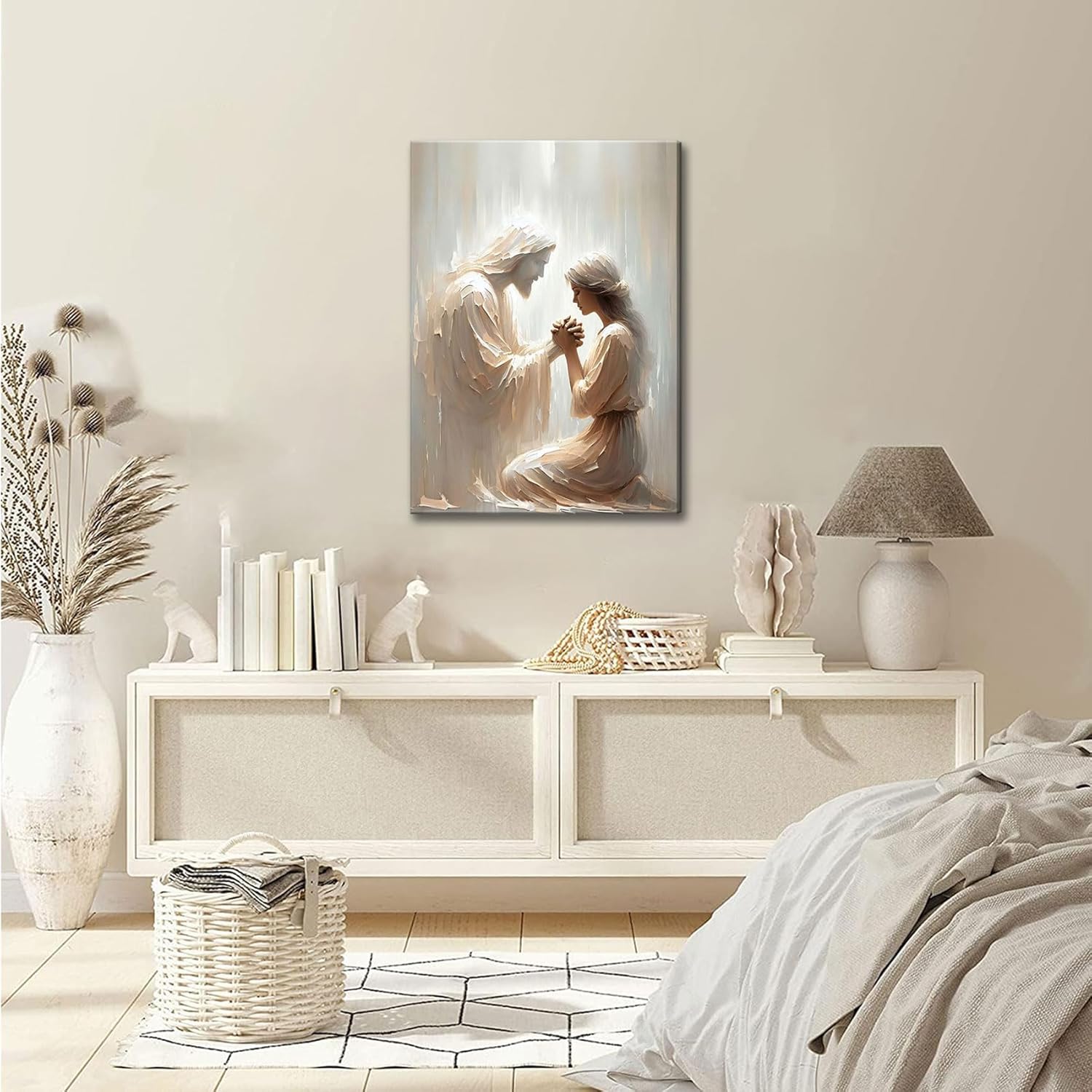 Jesus And Woman Prayer Canvas Wall Art Jesus heals woman Wall Decor Picture Christ is with you Poster Print for Living Room Bedroo Church prayer room Decoration Prepare to hang - Image 6