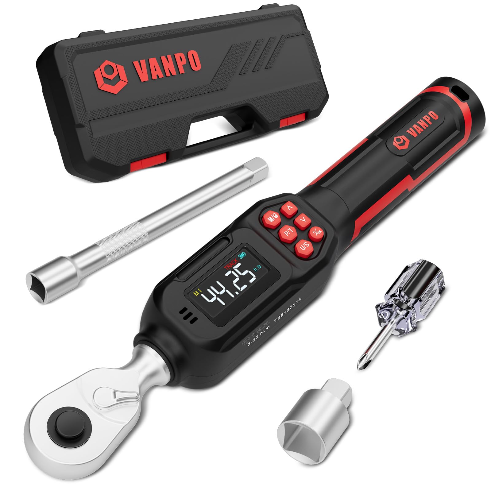 VANPO Digital Torque Wrench, 3/8", 2.21–44.25 ft-lb for Motorcycles