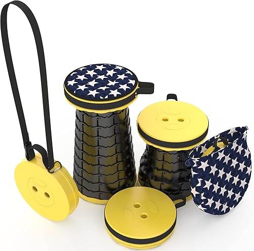 Miniatura 4 de ALEVMOOM Taburete telescópico simple plegable en paquete amarillo taburete retráctil taburete de viaje portátil en gris carga máxima 440 IB