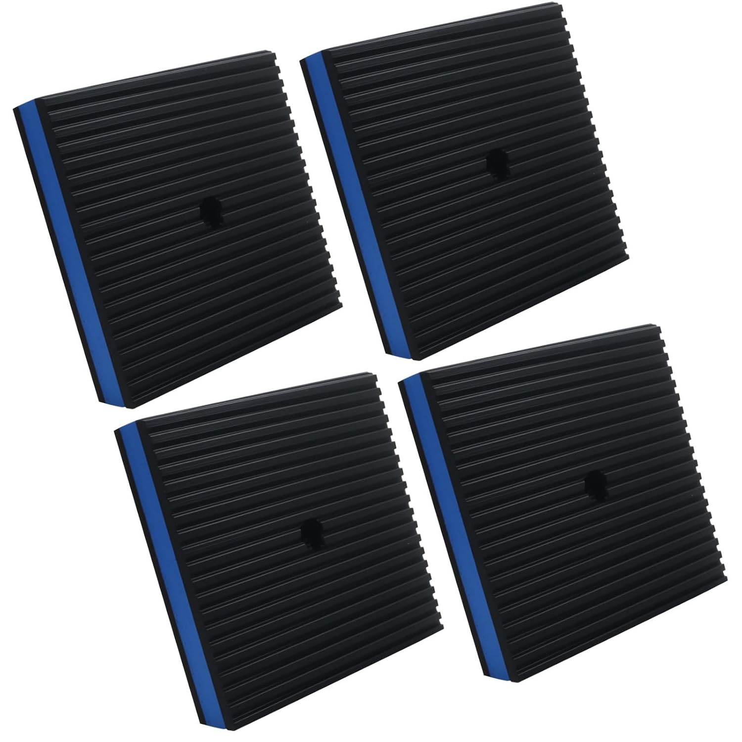 4pcs 4″ x 4″ x 7/8″ Anti-Vibration Pads – Ribbed Rubber & EVA Core Pads for Air Compressor/AC Unit | Pre-Drilled Heavy Duty Isolators for Treadmill, Washer