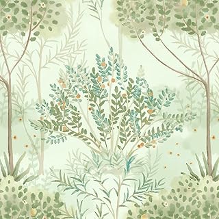 Livebor Floral Wallpaper Peel and Stick Wallpaper Green Floral Contact Paper 17.7inch x 118.1inch Tree Peel and Stick Wallpaper Modern Floral Contact Paper Self Adhesive Wallpaper for Bedroom Decor
